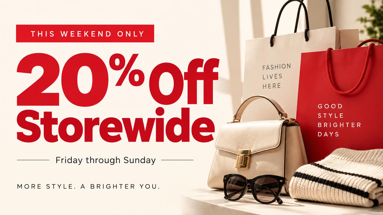 Retail Store screen: 20% Off Storewide