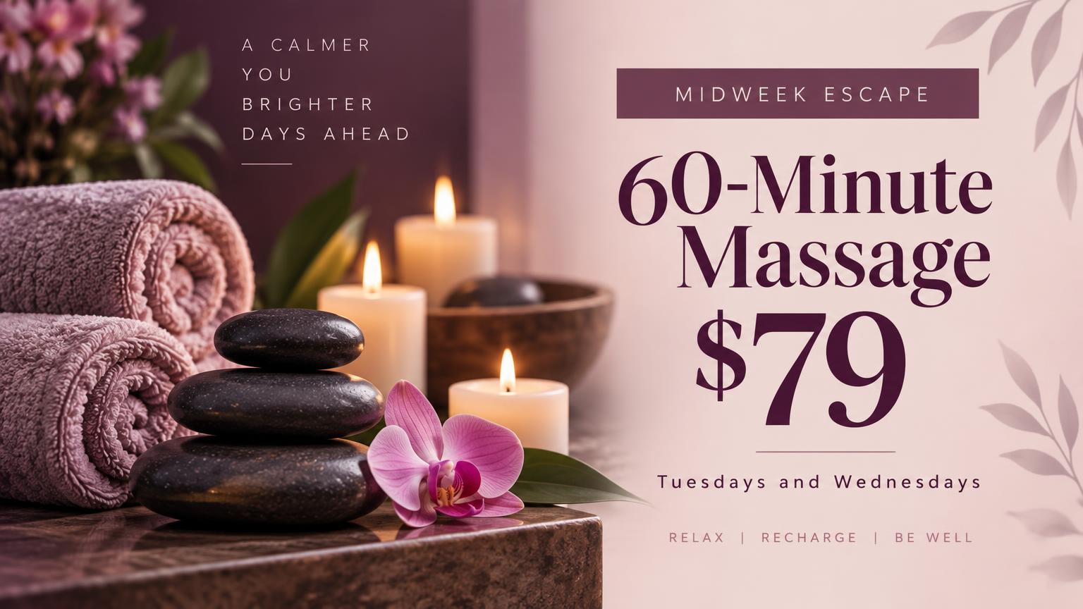 Spa screen: 60-Minute Massage $79